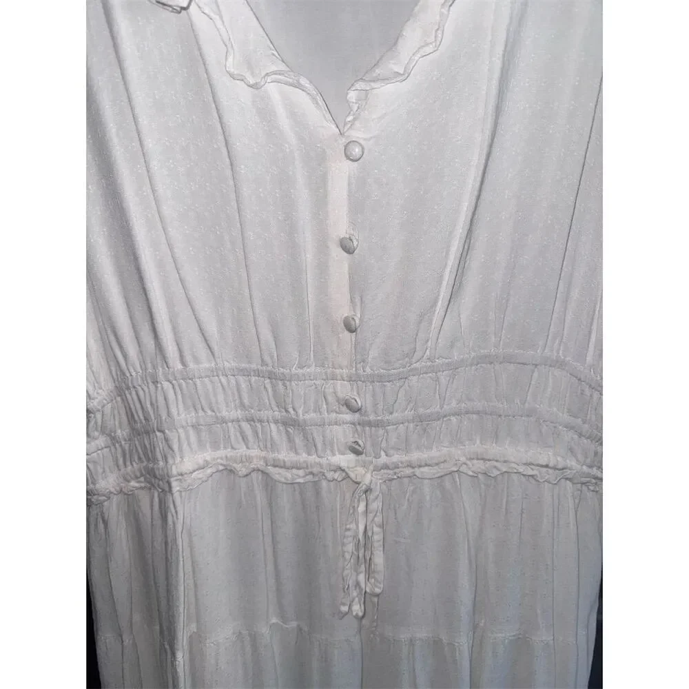 NWOT PAIGE Women's XL White Paradis Tiered Ruffle Mini Dress V-Neck - Picture 16 of 16